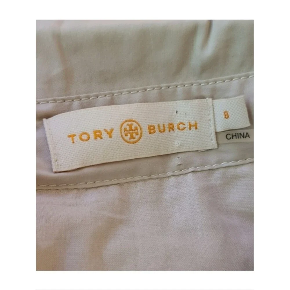 Tory Burch Blythe Khaki Safari Shirt Dress Resortwear Old Money Quiet Luxury 8